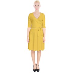 True Saffron Yellow Color Wrap Up Cocktail Dress by SpinnyChairDesigns