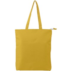 True Saffron Yellow Color Double Zip Up Tote Bag by SpinnyChairDesigns