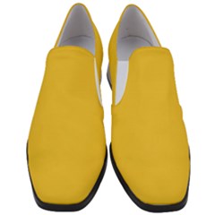 True Saffron Yellow Color Women Slip On Heel Loafers by SpinnyChairDesigns