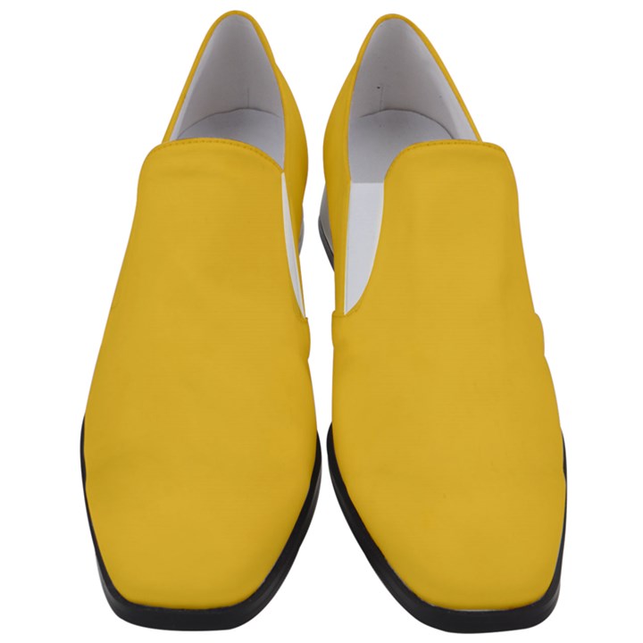 True Saffron Yellow Color Women Slip On Heel Loafers