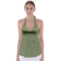 Sage Green Color Babydoll Tankini Top by SpinnyChairDesigns