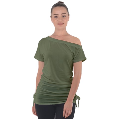 Sage Green Color Tie-up Tee by SpinnyChairDesigns