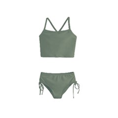 Sage Green Color Girls  Tankini Swimsuit by SpinnyChairDesigns