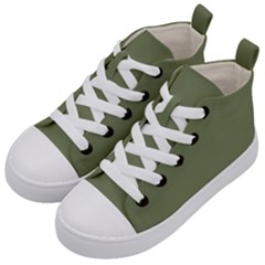 Sage Green Color Kids  Mid-top Canvas Sneakers by SpinnyChairDesigns