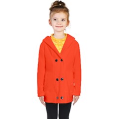 Scarlet Red Color Kids  Double Breasted Button Coat