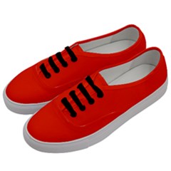 Scarlet Red Color Men s Classic Low Top Sneakers by SpinnyChairDesigns