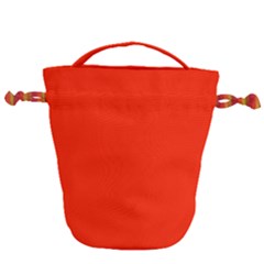 Scarlet Red Color Drawstring Bucket Bag by SpinnyChairDesigns