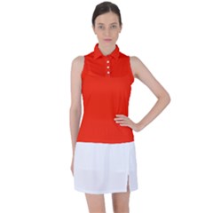 Scarlet Red Color Women s Sleeveless Polo Tee by SpinnyChairDesigns