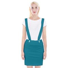 True Teal Blue Color Braces Suspender Skirt by SpinnyChairDesigns