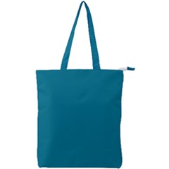 True Teal Blue Color Double Zip Up Tote Bag by SpinnyChairDesigns