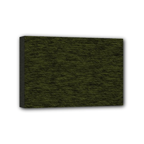 Army Green Color Textured Mini Canvas 6  X 4  (stretched) by SpinnyChairDesigns