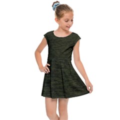 Army Green Color Textured Kids  Cap Sleeve Dress by SpinnyChairDesigns