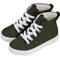 Army Green Color Textured Kids  Hi-top Skate Sneakers by SpinnyChairDesigns