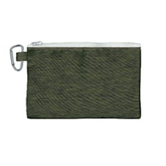 Army Green Color Textured Canvas Cosmetic Bag (medium) by SpinnyChairDesigns