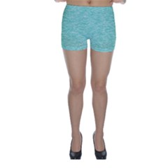 Biscay Green Texture  Skinny Shorts by SpinnyChairDesigns