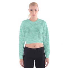 Biscay Green Texture  Cropped Sweatshirt by SpinnyChairDesigns
