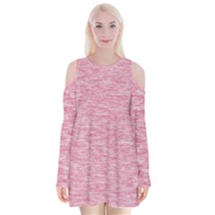 Blush Pink Textured Velvet Long Sleeve Shoulder Cutout Dress by SpinnyChairDesigns