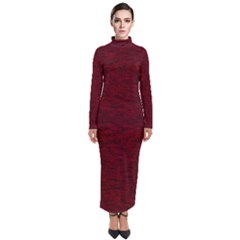 Dark Red Texture Turtleneck Maxi Dress by SpinnyChairDesigns