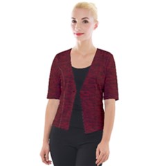 Dark Red Texture Cropped Button Cardigan by SpinnyChairDesigns