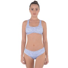 Fade Pale Blue Texture Criss Cross Bikini Set by SpinnyChairDesigns