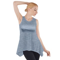 Faded Denim Blue Texture Side Drop Tank Tunic by SpinnyChairDesigns