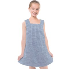 Faded Denim Blue Texture Kids  Cross Back Dress