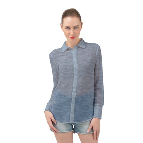 Faded Denim Blue Texture Long Sleeve Chiffon Shirt by SpinnyChairDesigns