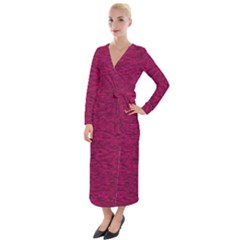 Fuschia Pink Texture Velvet Maxi Wrap Dress by SpinnyChairDesigns