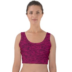 Fuschia Pink Texture Velvet Crop Top by SpinnyChairDesigns