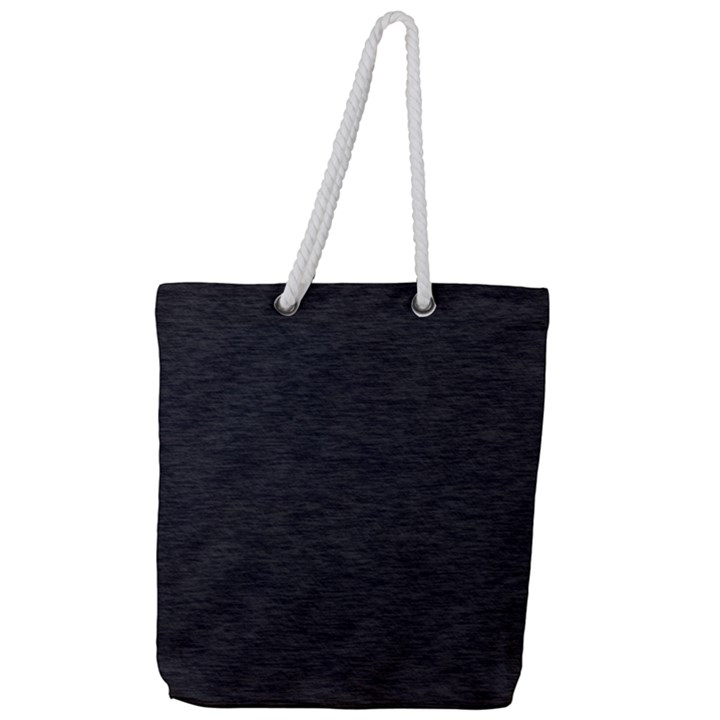 Black Color Texture Full Print Rope Handle Tote (Large)