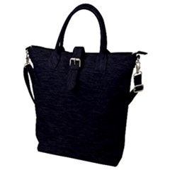 Black Color Texture Buckle Top Tote Bag