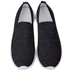 Black Color Texture Men s Slip On Sneakers by SpinnyChairDesigns