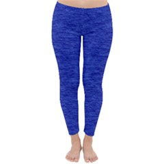 Cobalt Blue Color Texture Classic Winter Leggings by SpinnyChairDesigns