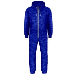 Cobalt Blue Color Texture Hooded Jumpsuit (men)  by SpinnyChairDesigns