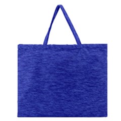 Cobalt Blue Color Texture Zipper Large Tote Bag by SpinnyChairDesigns