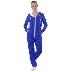 Cobalt Blue Color Texture Women s Tracksuit by SpinnyChairDesigns