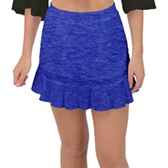 Cobalt Blue Color Texture Fishtail Mini Chiffon Skirt by SpinnyChairDesigns