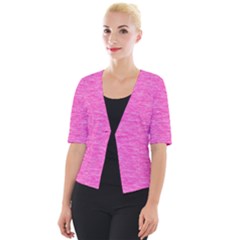 Neon Pink Color Texture Cropped Button Cardigan by SpinnyChairDesigns