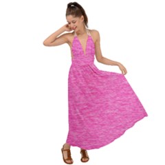 Neon Pink Color Texture Backless Maxi Beach Dress by SpinnyChairDesigns