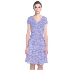 Light Purple Color Textured Short Sleeve Front Wrap Dress by SpinnyChairDesigns