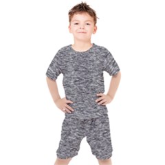Black White Grey Texture Kids  Tee And Shorts Set by SpinnyChairDesigns