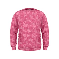 Blush Pink Butterflies Batik Kids  Sweatshirt by SpinnyChairDesigns