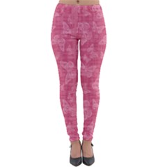 Blush Pink Butterflies Batik Lightweight Velour Leggings by SpinnyChairDesigns