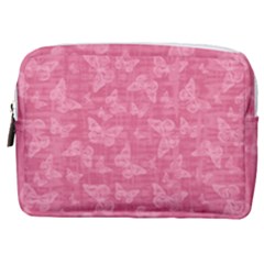 Blush Pink Butterflies Batik Make Up Pouch (medium) by SpinnyChairDesigns