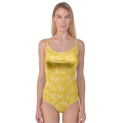 Saffron Yellow Butterflies Batik Camisole Leotard  by SpinnyChairDesigns