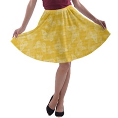 Saffron Yellow Butterflies Batik A-line Skater Skirt by SpinnyChairDesigns