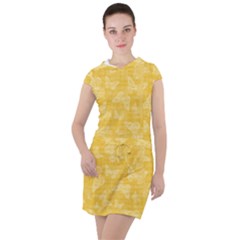 Saffron Yellow Butterflies Batik Drawstring Hooded Dress by SpinnyChairDesigns