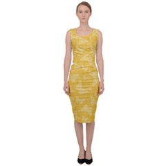 Saffron Yellow Butterflies Batik Sleeveless Pencil Dress by SpinnyChairDesigns