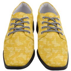 Saffron Yellow Butterflies Batik Women Heeled Oxford Shoes