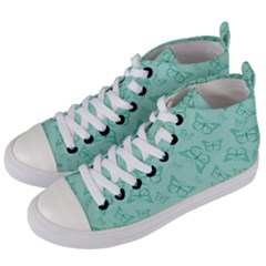 Biscay Green Monarch Butterflies Women s Mid-top Canvas Sneakers by SpinnyChairDesigns